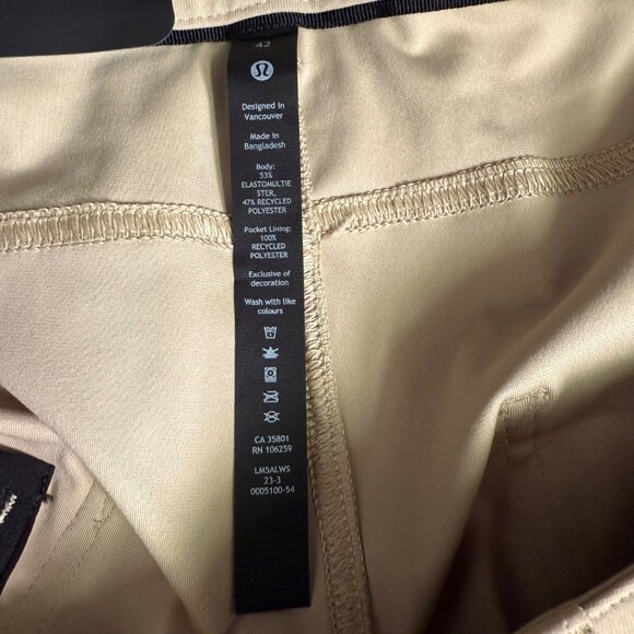 Lululemon ABC Pant Slim Fit 42x32 Brown Khaki Warpstreme 4-Way Stretch NWT - Picture 6 of 14